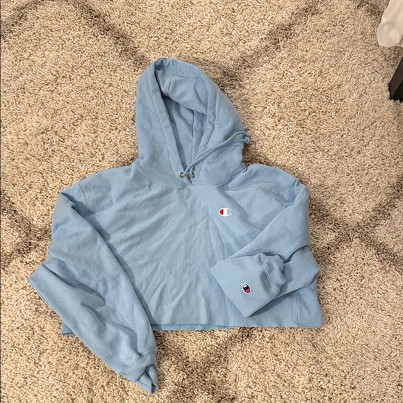 Champion Tops - Champion Light Blue Cropped Hoodie